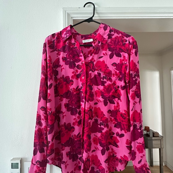 Equipment Tops - Equipment Femme Pink and Red Floral Blouse
